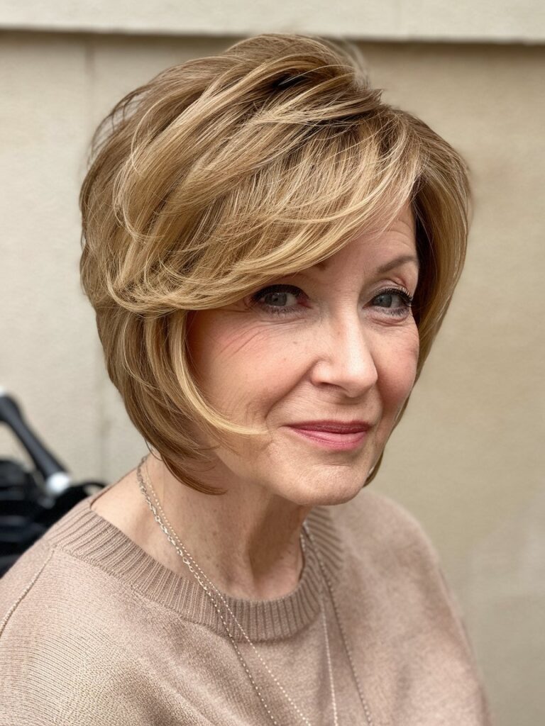 63. Short Feathered Cut with Side Bangs