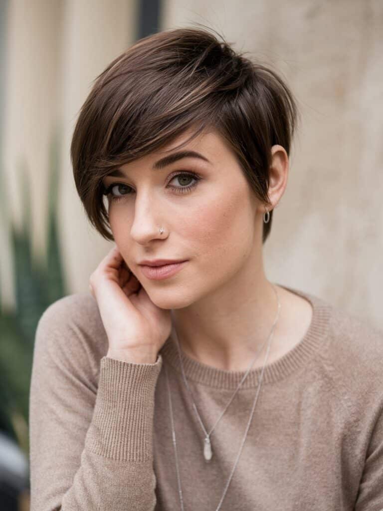 13. Side-Parted Pixie with Bangs