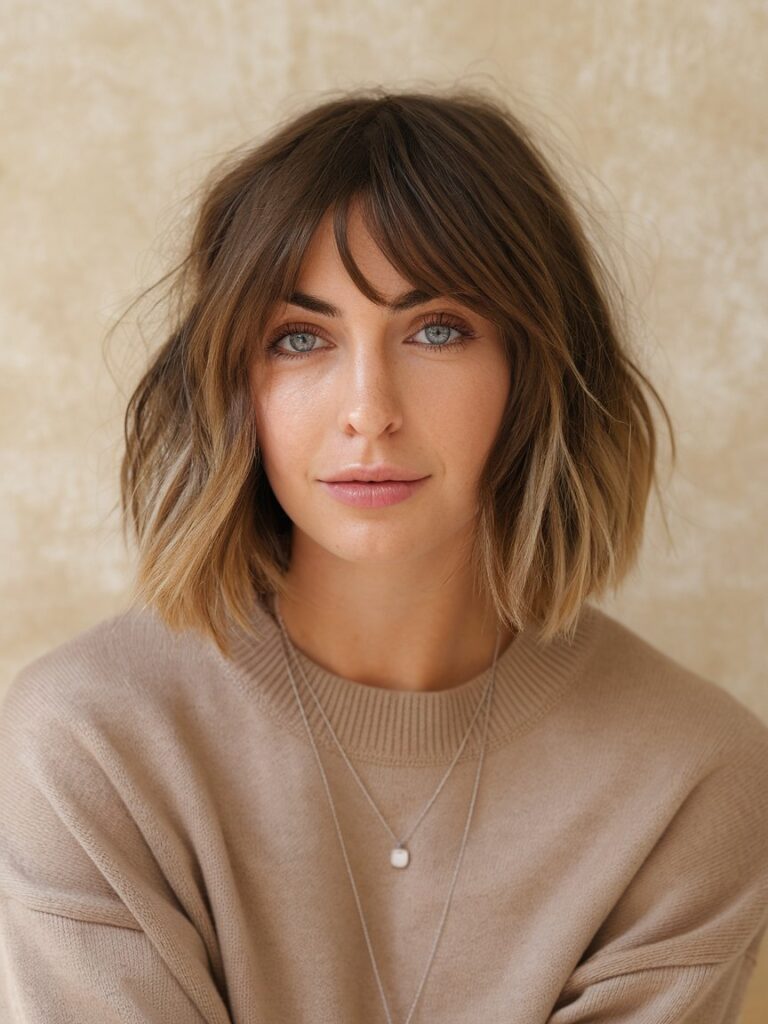 26. Wavy Bob with Bangs