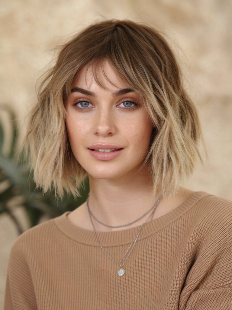 16. Short Waves with See-Through Bangs