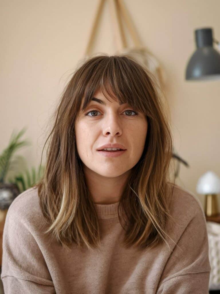 5. Curtain Bangs with Medium-Length Hair