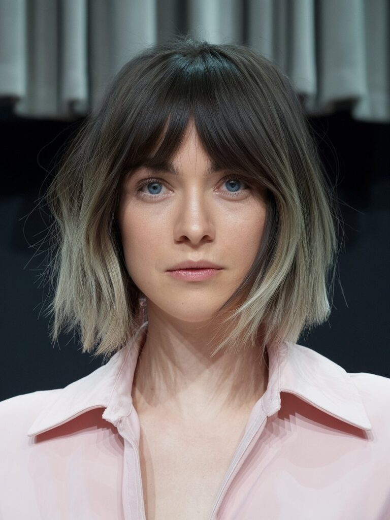 8.Layered Bob with Bangs