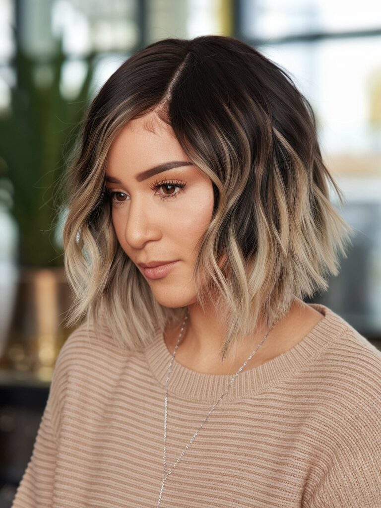 13. Textured Side-Parted Bob