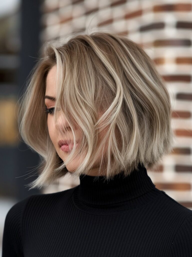 40. Short Bob with Choppy Layers Throughout