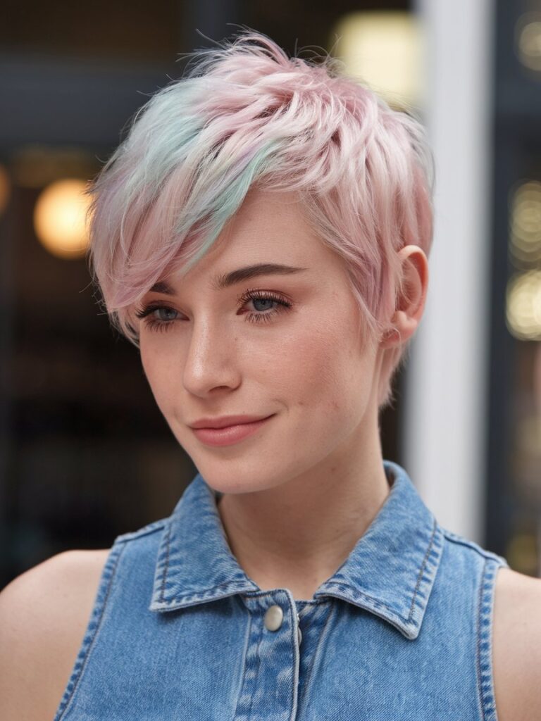 7. Short Pastel Colored Pixie