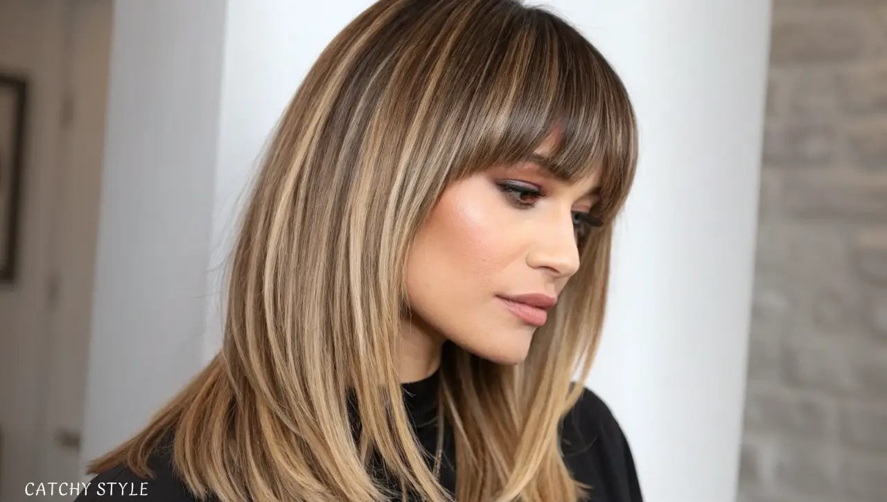Blunt bangs and long layers Blunt bangs and long layers