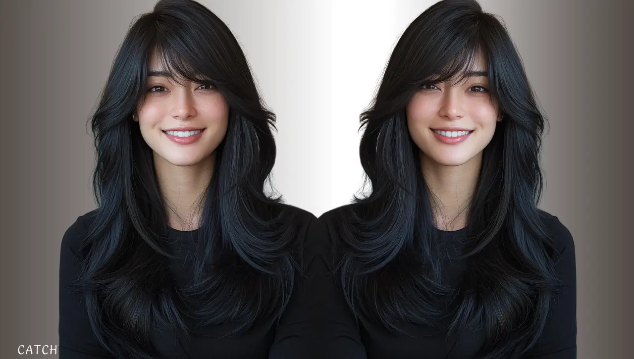 Long Layered Wolf Haircut with Side Fringe Long Layered Wolf Haircut with Side Fringe