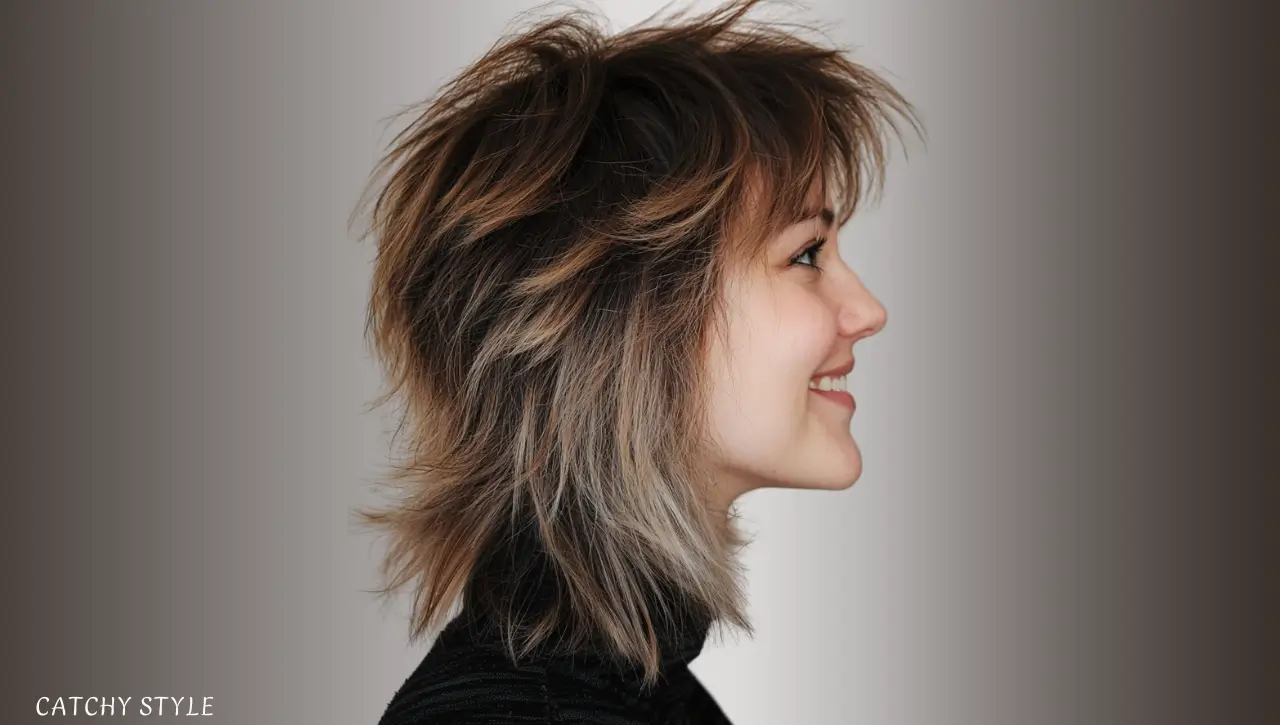 Mid-Length Shaggy Wolf Cut with Coffee Brown Highlights Mid-Length Shaggy Wolf Cut with Coffee Brown Highlights
