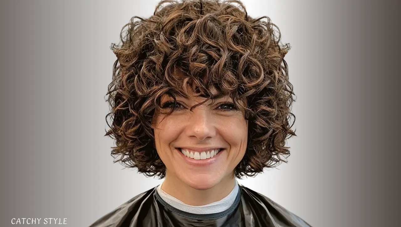 Short Curly Wolf Haircut with Dark Chocolate Layers Short Curly Wolf Haircut with Dark Chocolate Layers