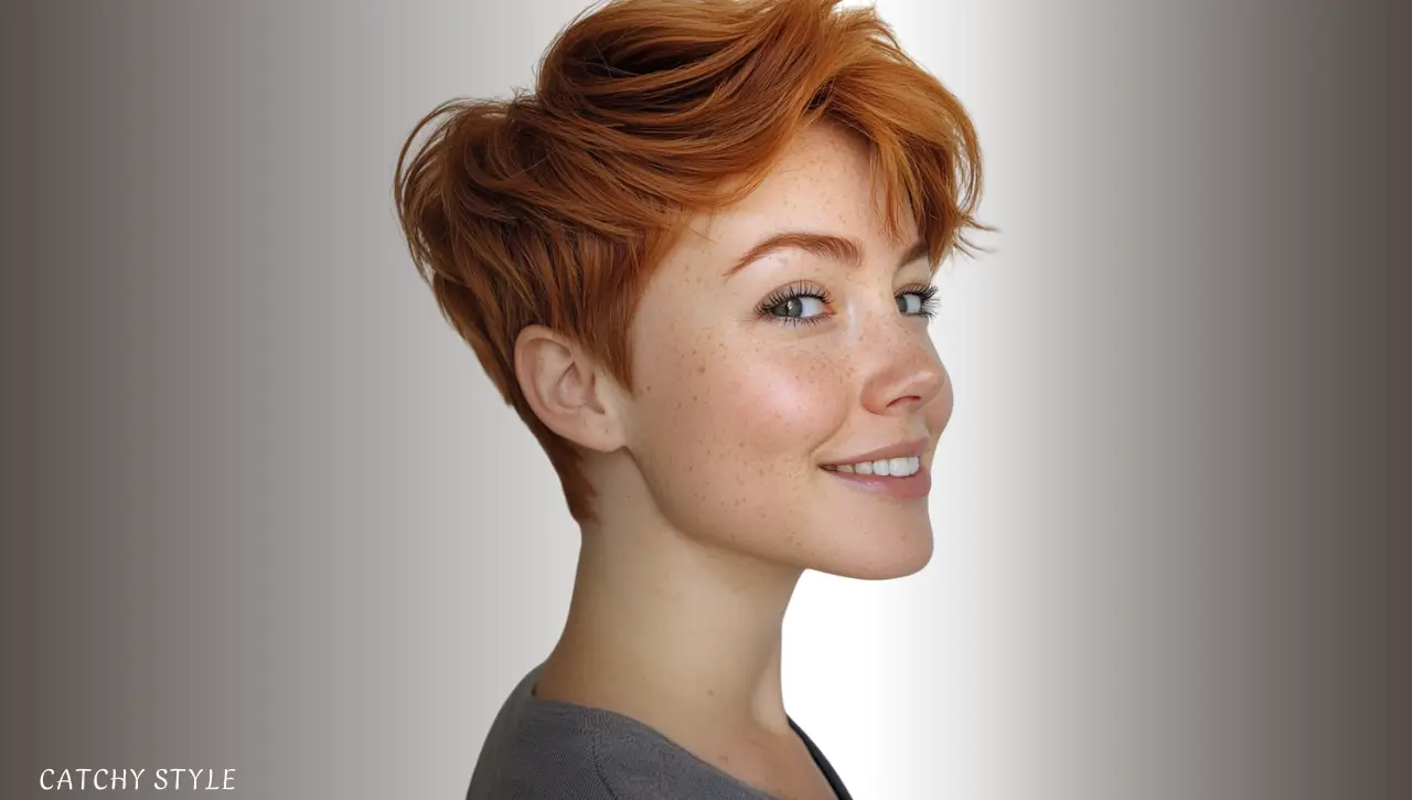 Short Textured Wolf Haircut in Light Auburn Short Textured Wolf Haircut in Light Auburn