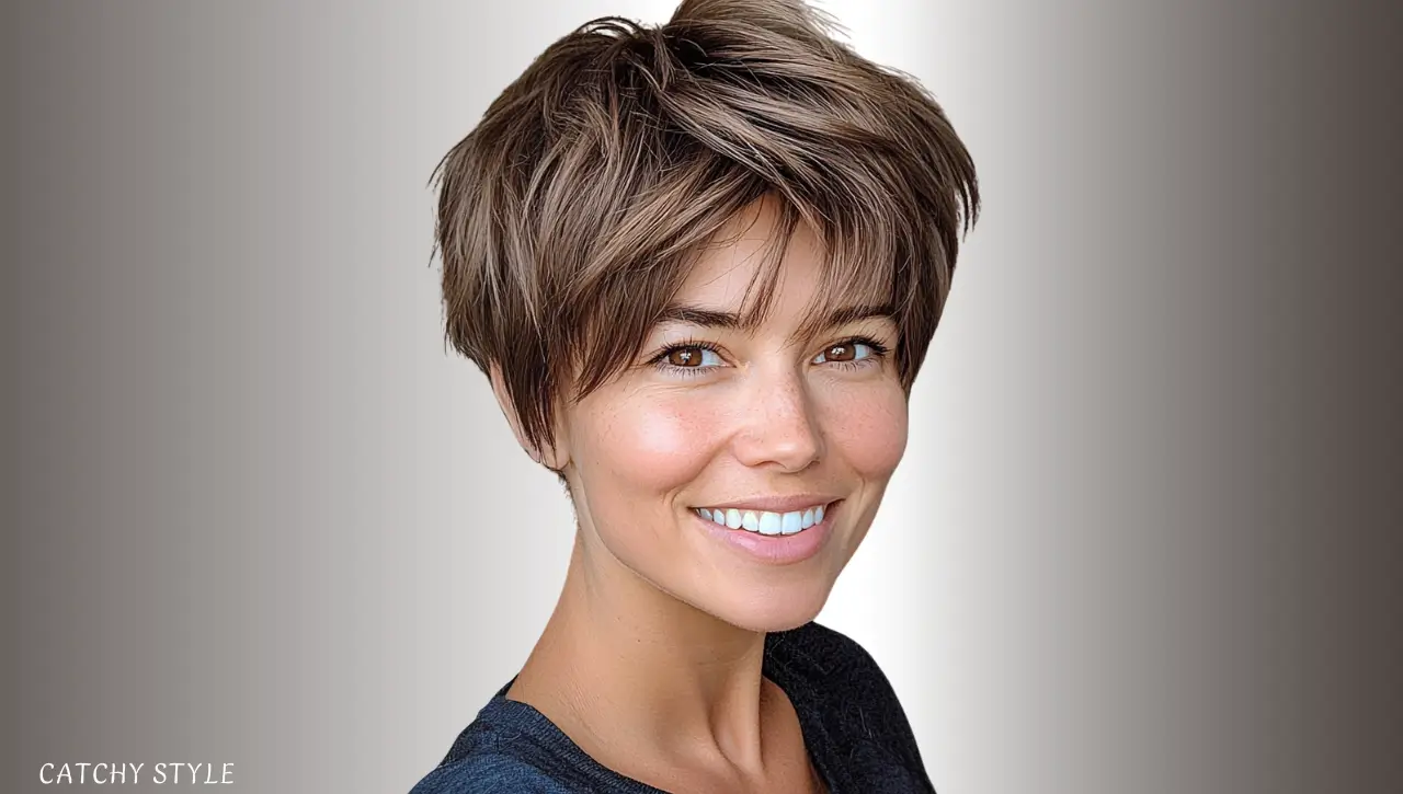 Short Wolf Haircut in Espresso Brown with Texture Short Wolf Haircut in Espresso Brown with Texture