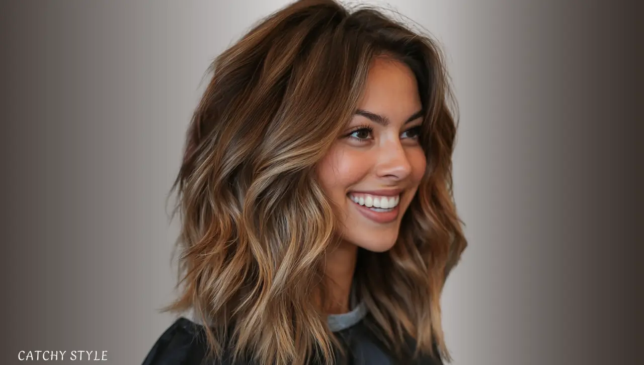 Wavy Wolf Mullet in Warm Brown with Soft Layers Wavy Wolf Mullet in Warm Brown with Soft Layers