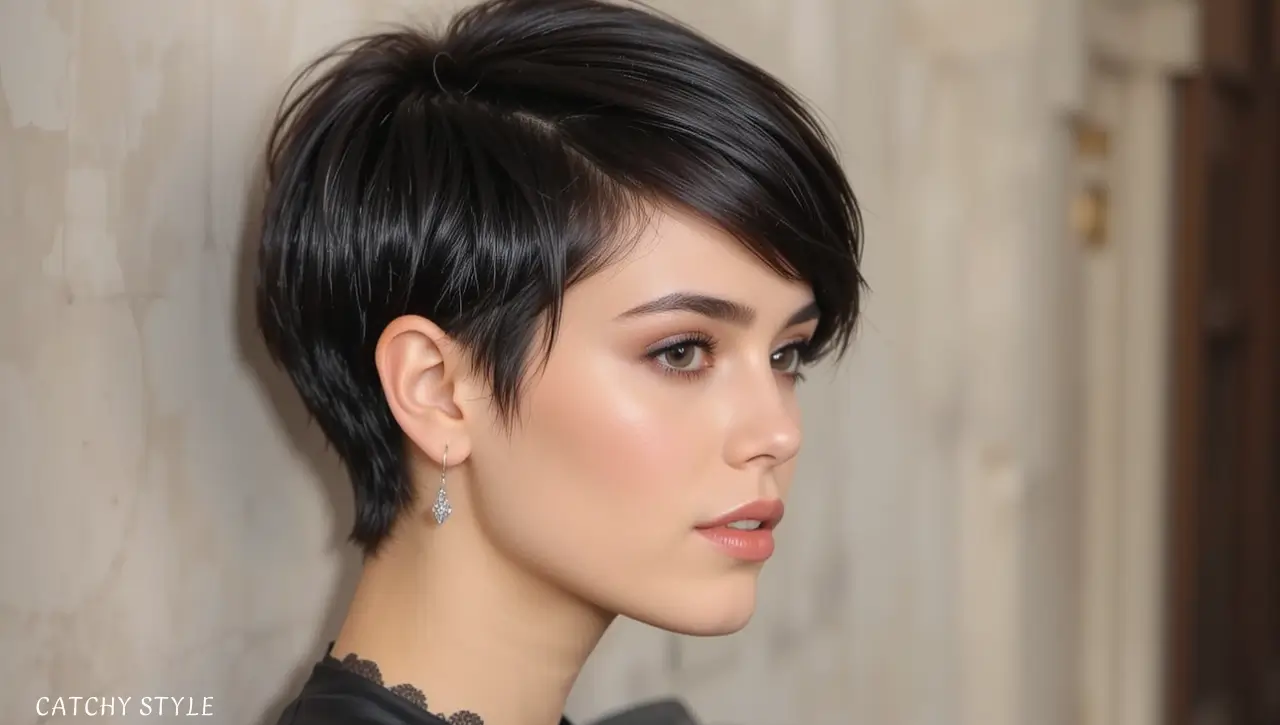 Clean Cropped Pixie with Side Part Clean Cropped Pixie with Side Part