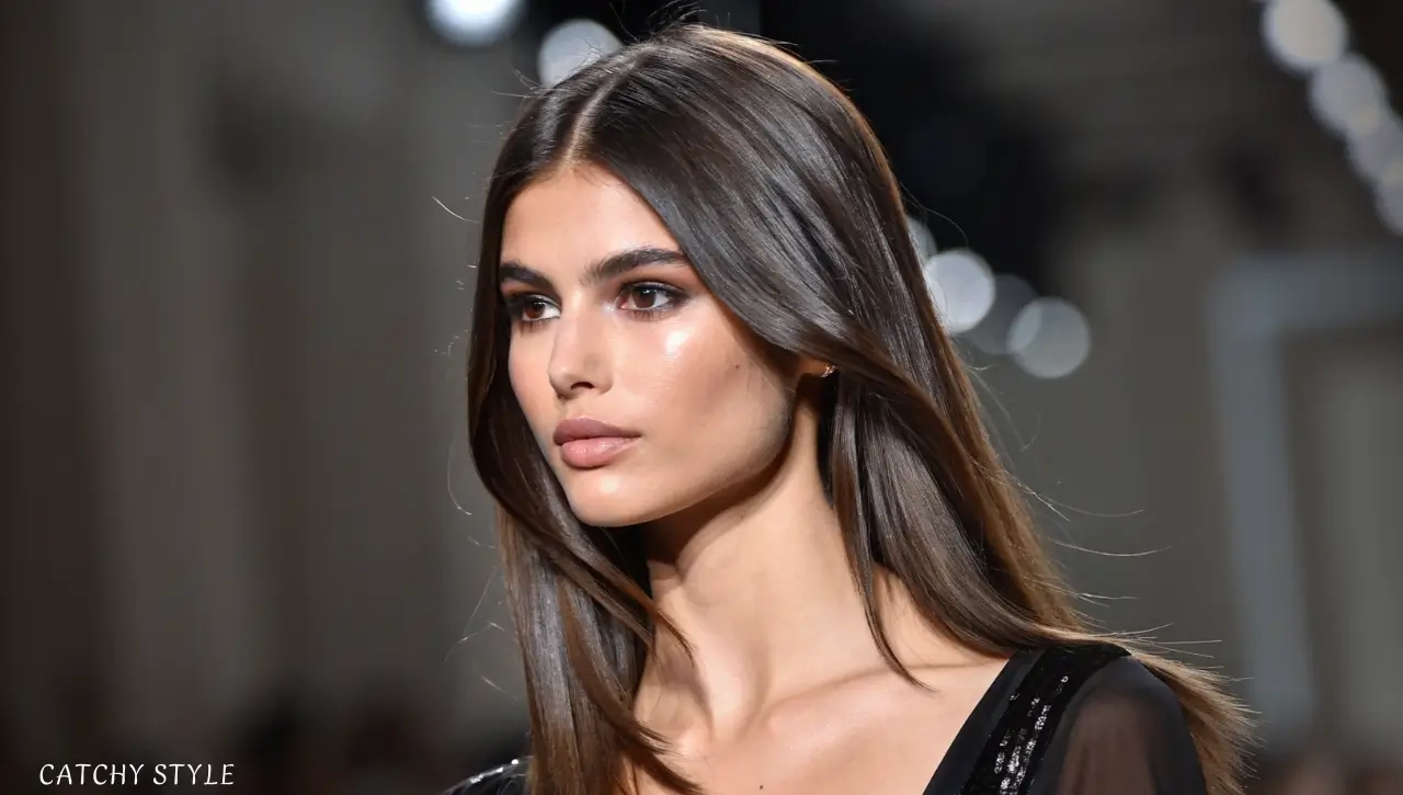Elegant hairstyle in rich Espresso Brunette hair color perfect for all seasons Woman with glossy Espresso Brunette hair color