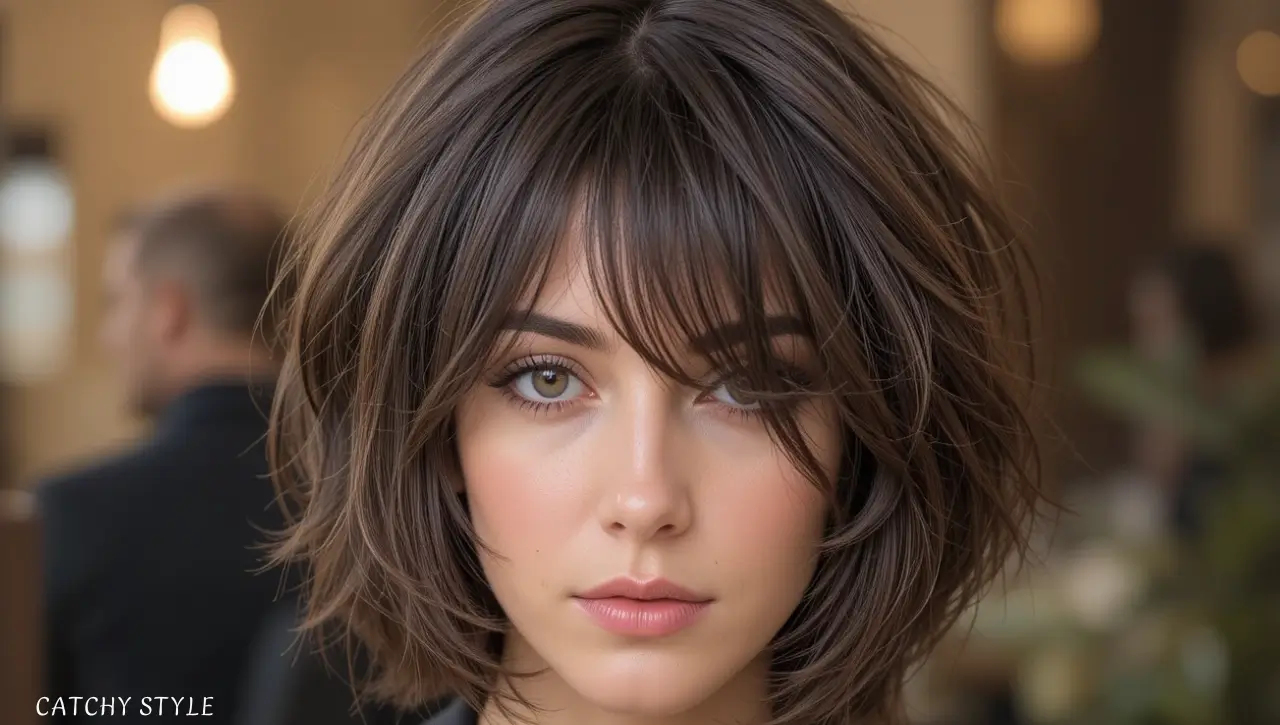 Textured Bob with Side Bangs Textured Bob with Side Bangs