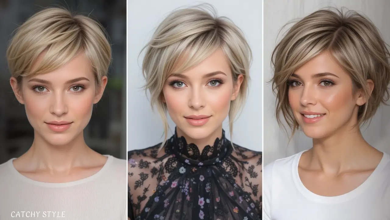 Textured Feathered Pixie for Round Faces Textured Feathered Pixie for Round Faces