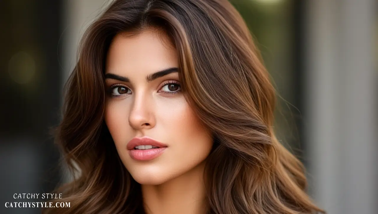 Caramel Ribbon Balayage for Warm Autumn Hair Brunette hair with soft caramel ribbon highlights