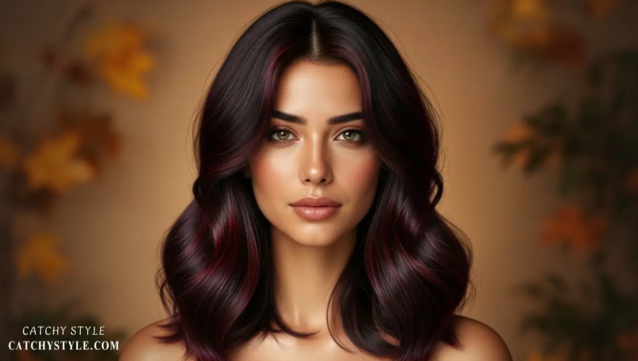 Cherry Cola Brunette Hair Color Ideas for Fall Cherry Cola Brunette glossy autumn hair style