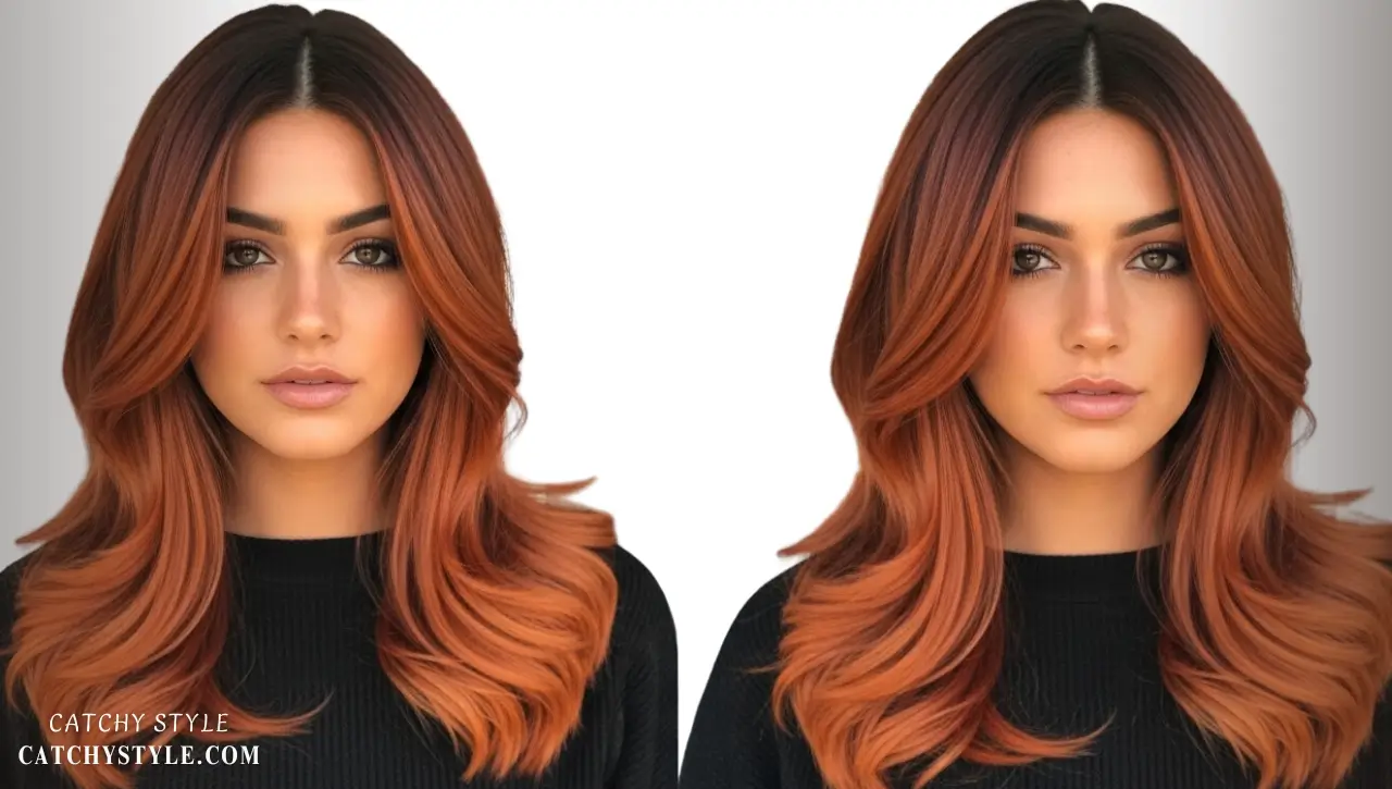 Copper Rust Ends for Bold Fall Hair Transformation Rusted copper hair with multidimensional tones