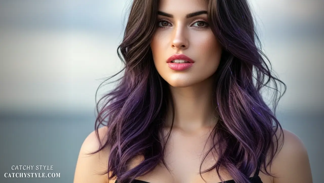 Midnight Plum for Edgy and Sophisticated Autumn Hair Dark brunette hair with subtle plum highlights