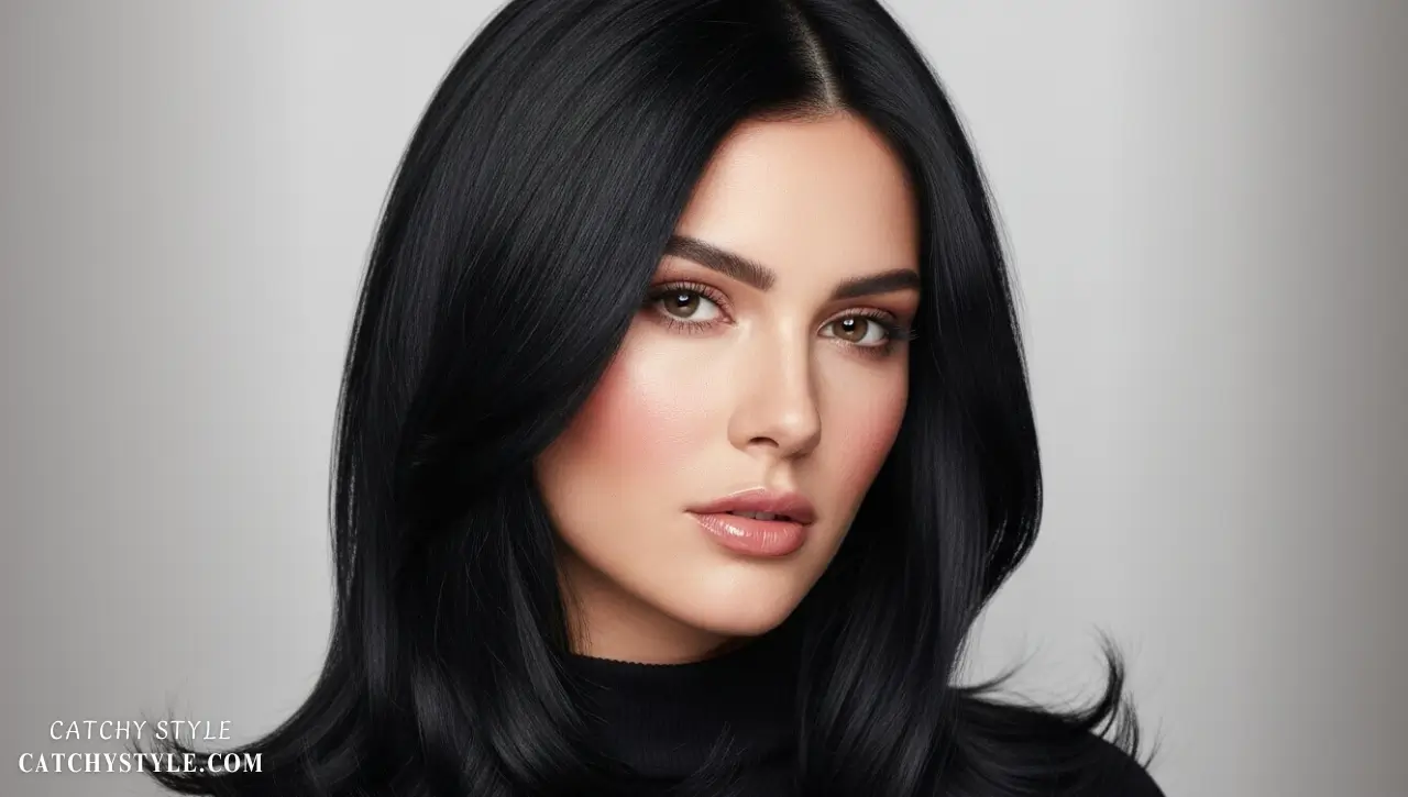 Obsidian Brunette for a Sleek Smoky Fall Look Deep obsidian brunette hair with cool ash tones