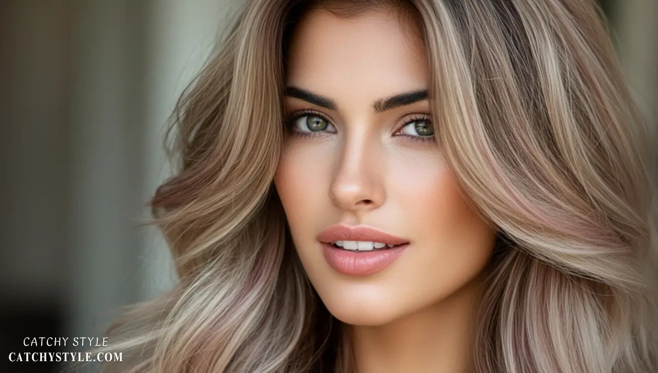 Rosewood Blonde for Soft and Modern Autumn Hair Blonde hair with beige and dusty-rose highlights