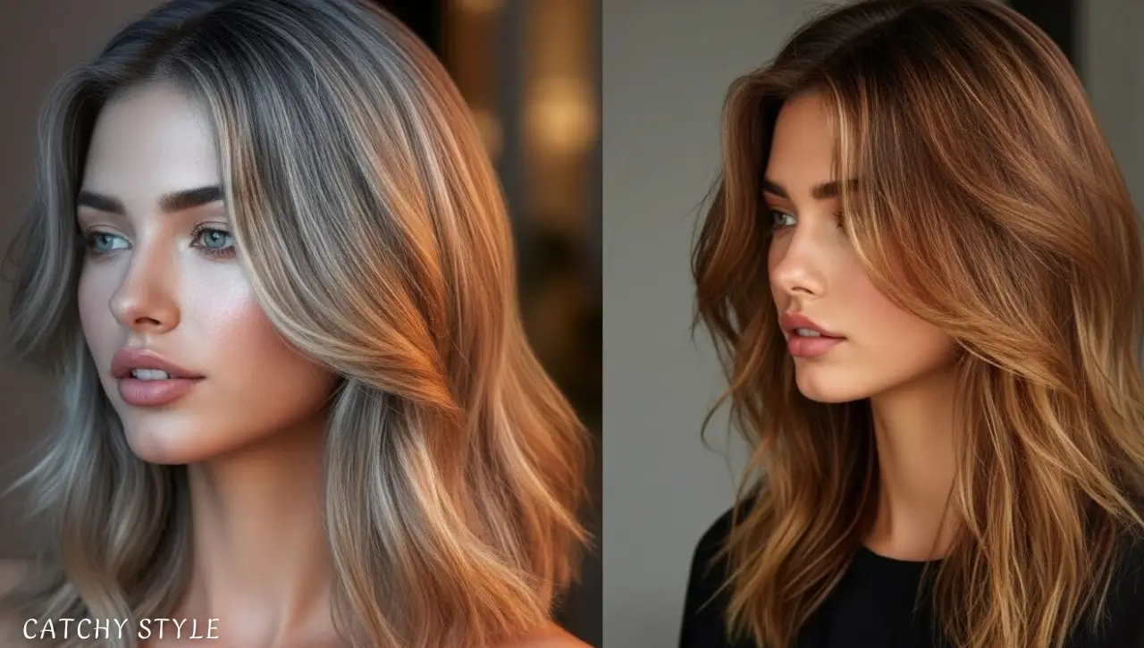 woman with vibrant, toned blonde hair Woman with flawless blonde hair using hair toners