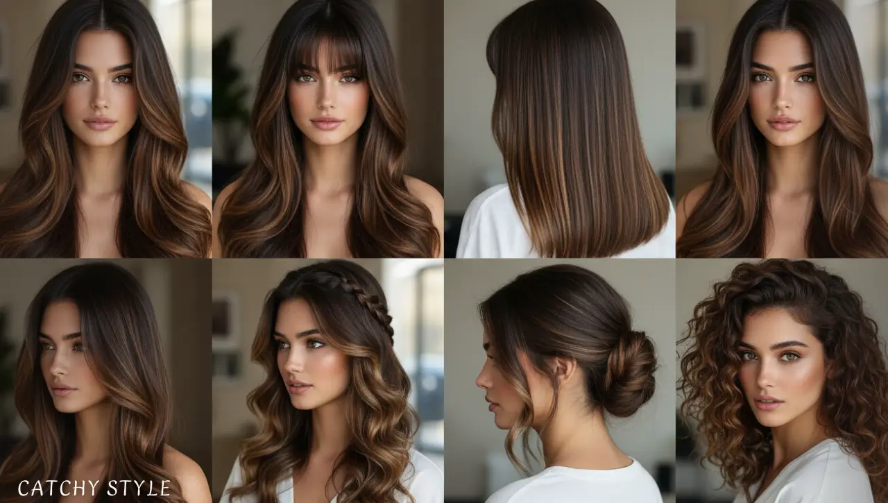 Stylish Haircuts and Techniques for Highlighted Hair Dark brown hair with highlights in layered styles