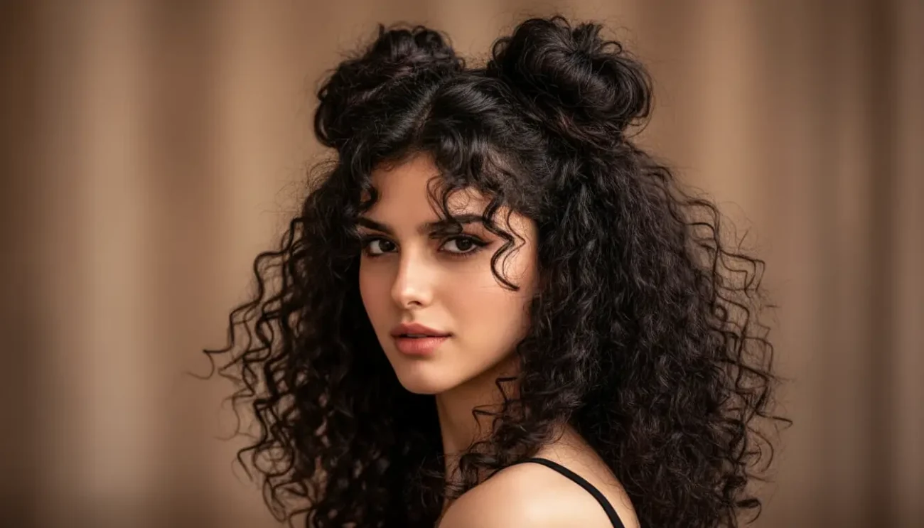 Easy Hairstyles for Naturally Curly Hair Cute Space Buns Style Show off your curls with playful and youthful space buns