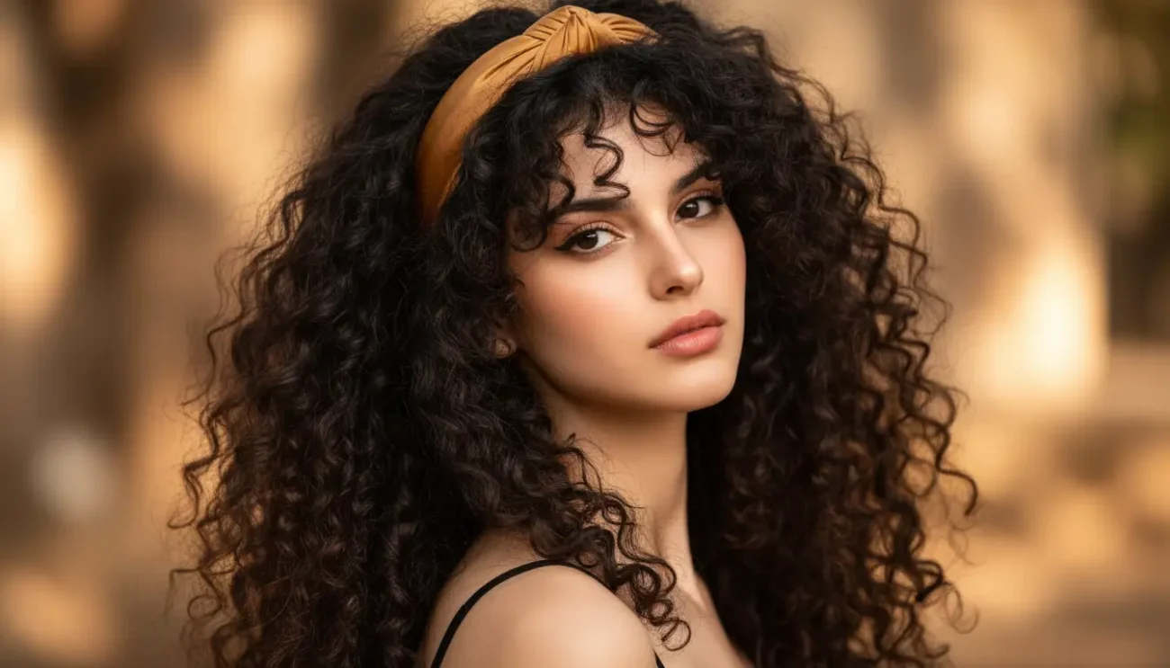 Chic Headband Style with Volume for Curly Hair Styles Transform your curls instantly with a chic headband look