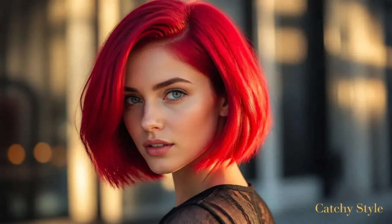 Complete Guide to Bright Cool-Toned Red Hair Shades Vibrant cool-toned red hairstyle with glossy finish
