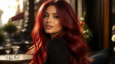 Cherry red hair with vibrant shine and rich dimension
