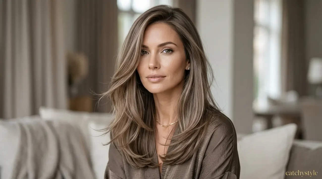 Linen Light Brown Hair for a Chic Modern Look Linen Light Brown Hair with soft ash-beige shine