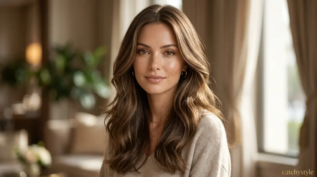 Elegant Dimensional Brown Hair with Healthy Glow Soft brown hair with luminous silky dimension