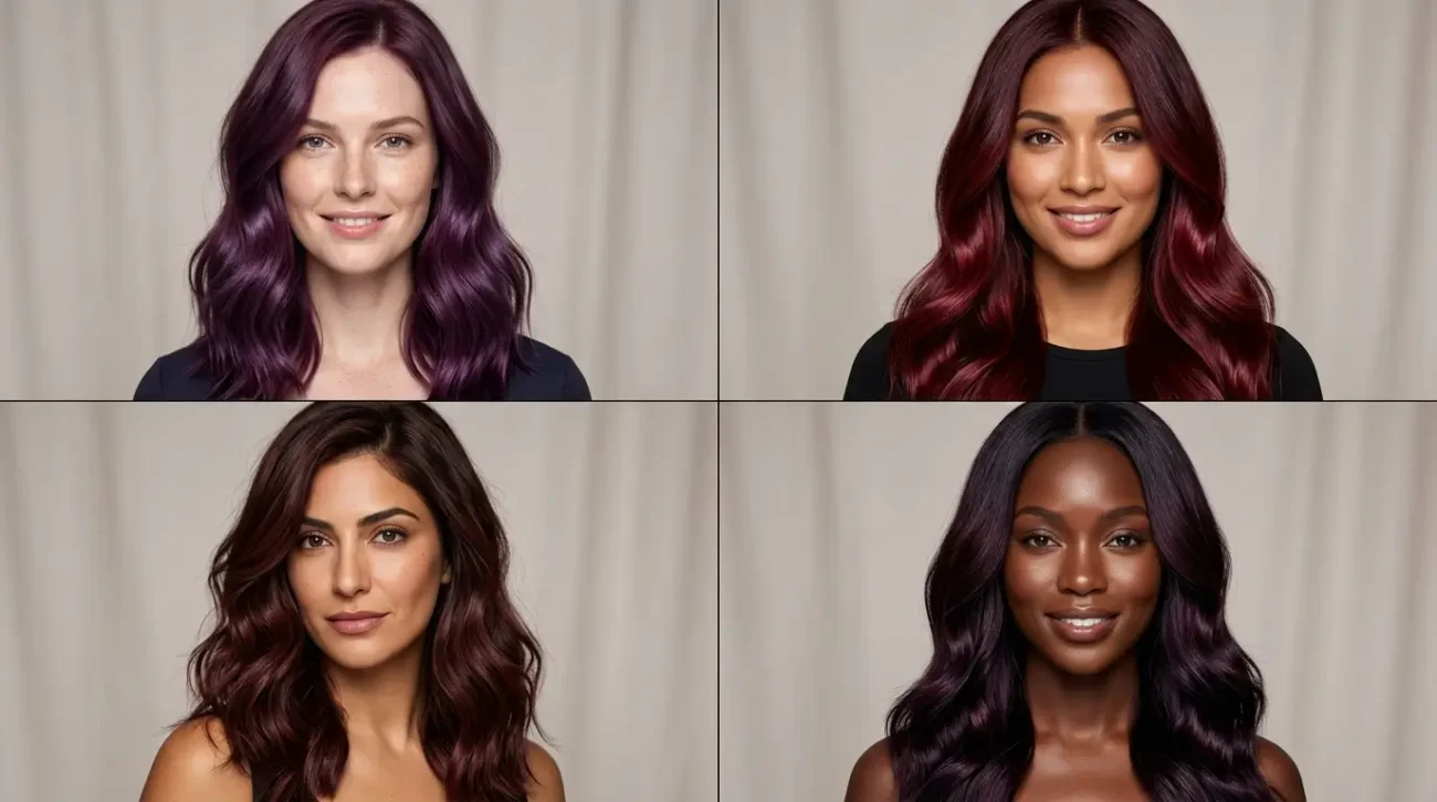 Find the Best Hair Shade for Every Complexion Type Four women showing ideal hair shades for each skin tone