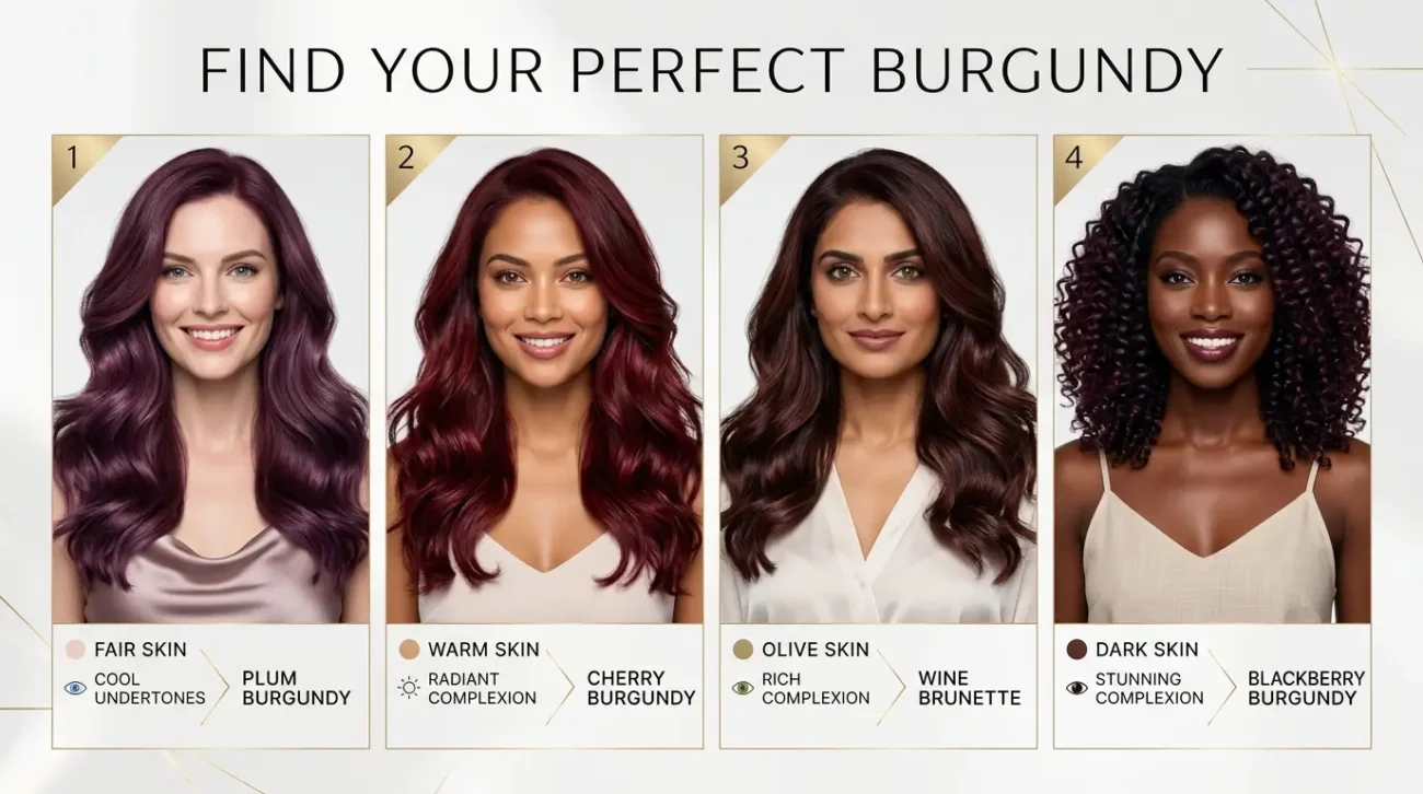 Find the Most Flattering Hair Shade for Your Complexion Hair color guide showing ideal shades for each complexion