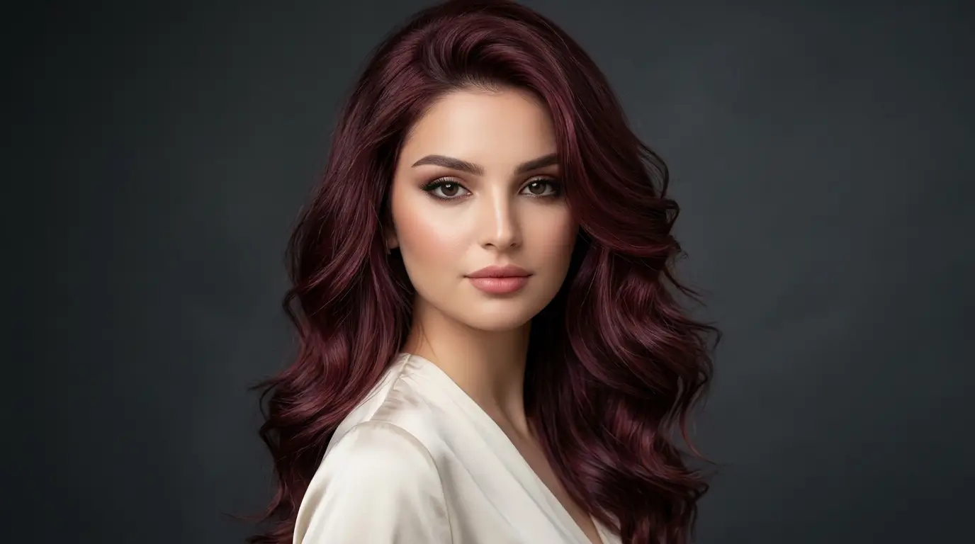 Burgundy hair color with rich wine red and violet tones