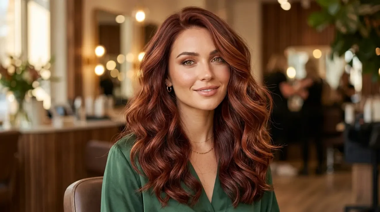 Cinnamon Burgundy Hair Color with Warm Copper Dimension Cinnamon burgundy hair color with warm copper tones
