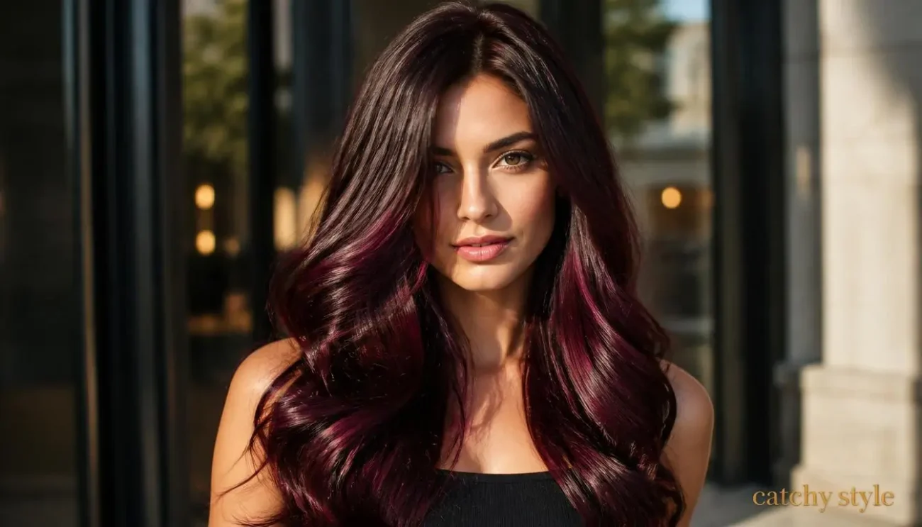 Hair Color From Black: Black Cherry Revival Trend Hair color from black in a glossy black cherry shade