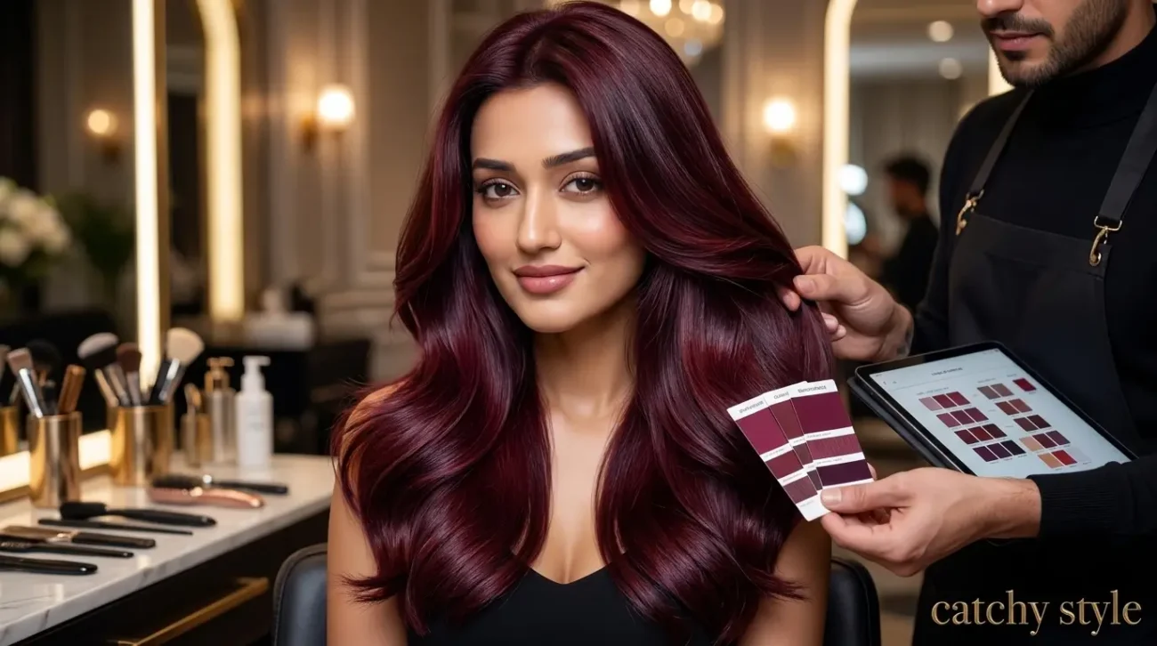 Hair Color From Black: Burgundy Hair Color Transformation Hair color from black to rich burgundy wine hair shade