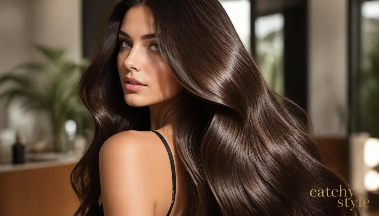 Gloss Hair Coloring for Shine Depth and Less Damage Woman with glossy healthy hair after gloss treatment