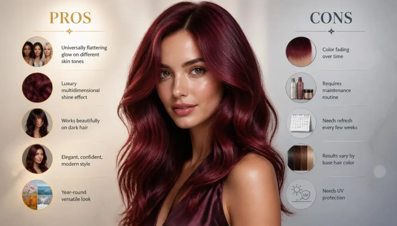 Pros and Cons of Burgundy Hair Color Full Guide Pros and cons of burgundy hair color infographic guide