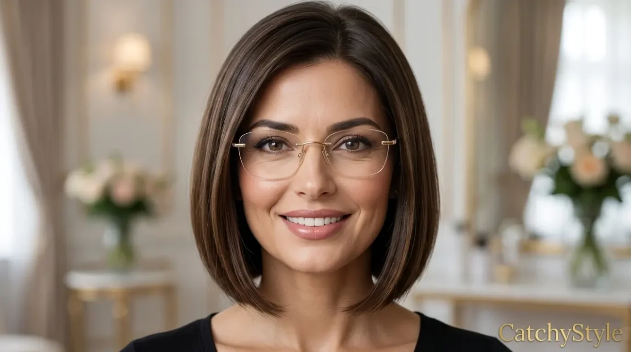 Polished Classic Bob Haircut That Creates a Refined Modern Look Elegant mature woman with a sleek chin-length bob hairstyle