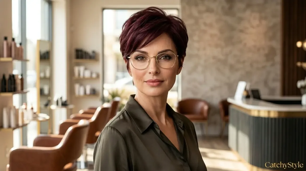 Classic Pixie Haircut That Enhances Confidence and Style Elegant mature woman with a textured pixie haircut