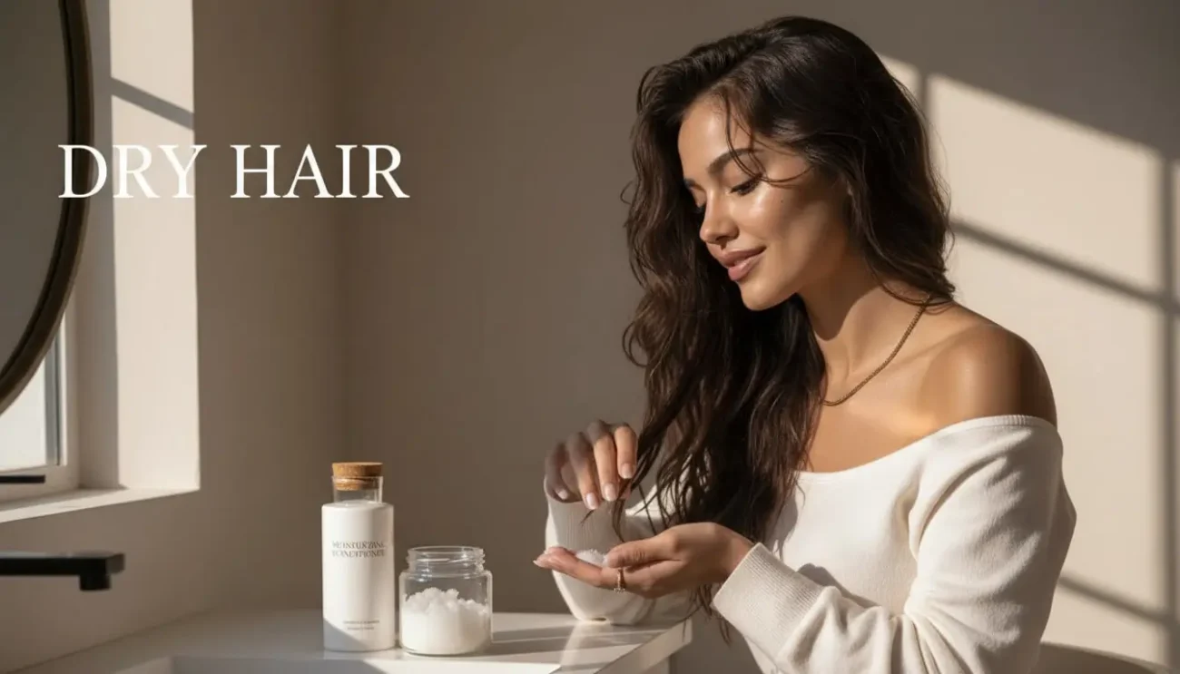 Simple Hair Care Tips for Softer, Smoother Dry Hair Woman Applying Oil to Dry Hair Ends