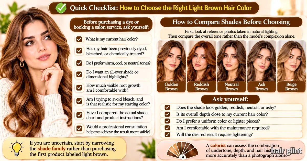 Hairstylist comparing brunette hair swatches in natural light