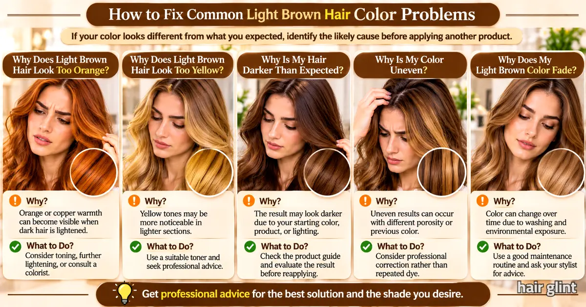 Brunette hair with copper tones examined in a salon