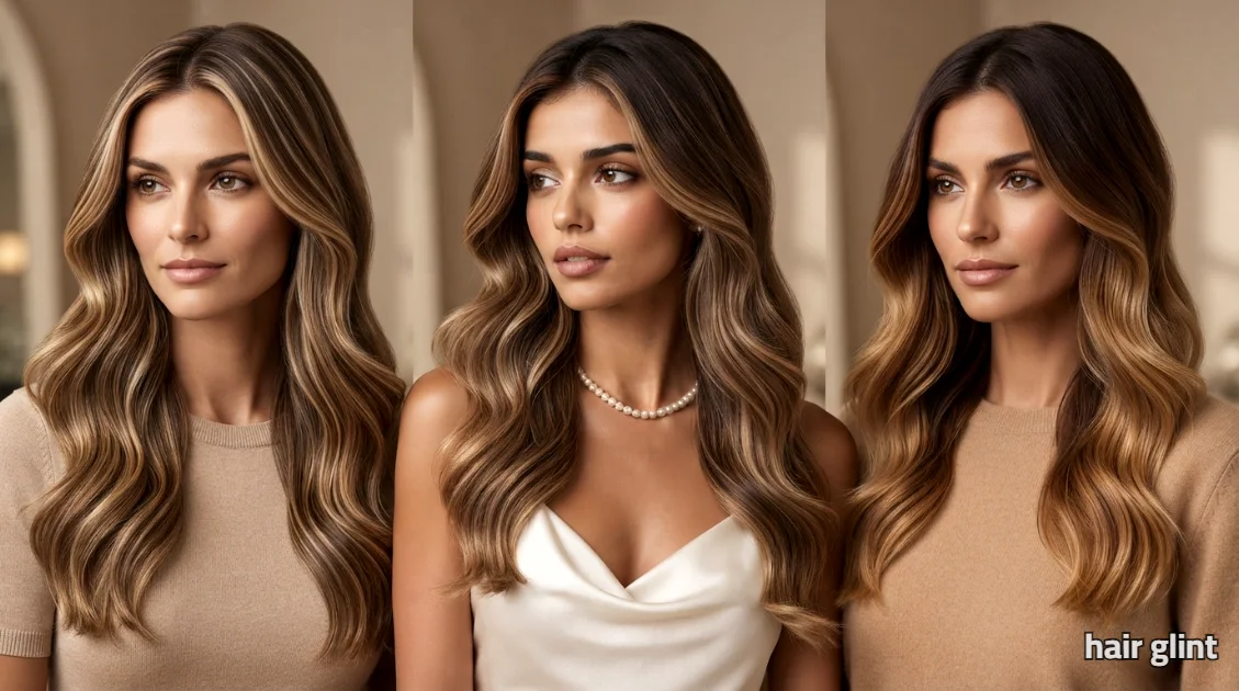 Light brown hair color with highlights, balayage, ombré
