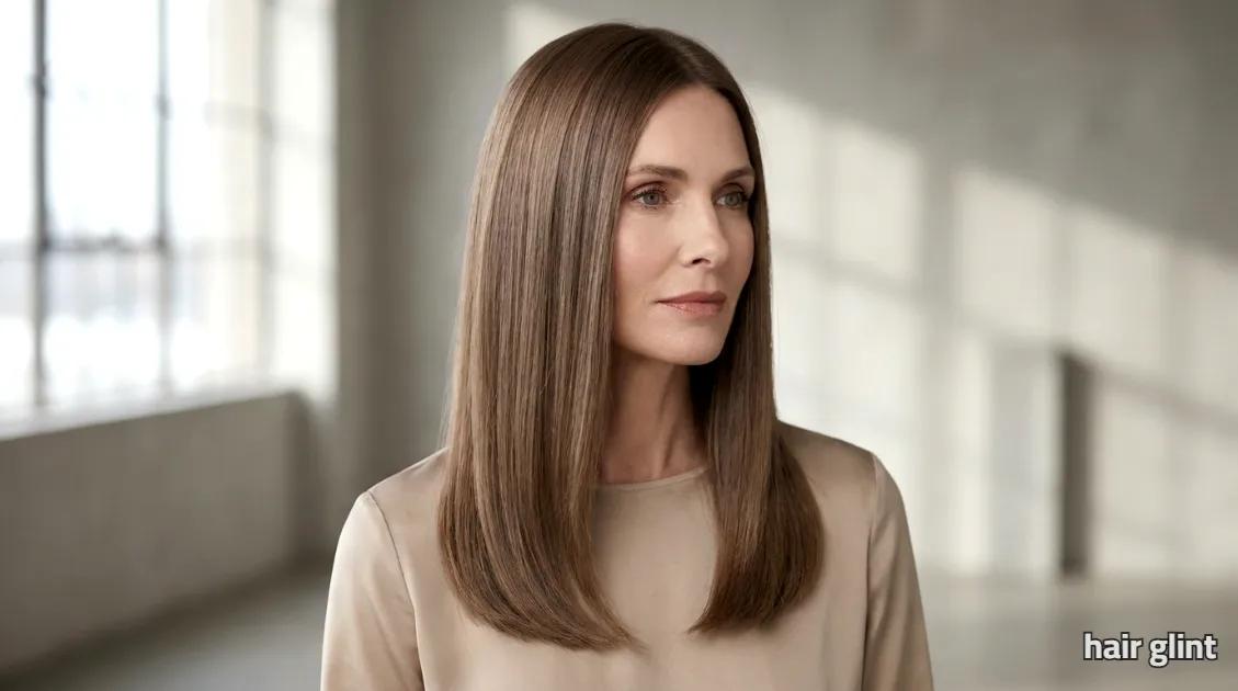 Sleek, medium-length mocha brown hair in natural light