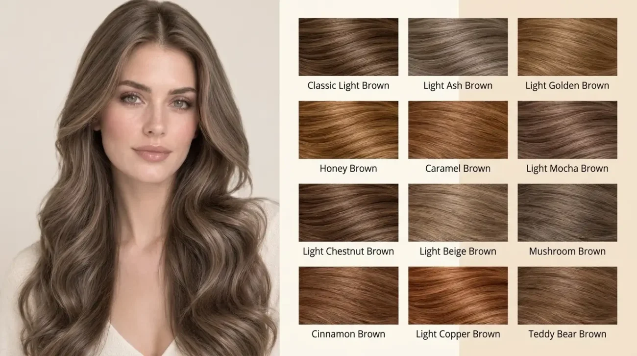 Light brown hair color chart showing 12 beautiful shades Light Brown Hair Color: 12 Beautiful Shades to Try